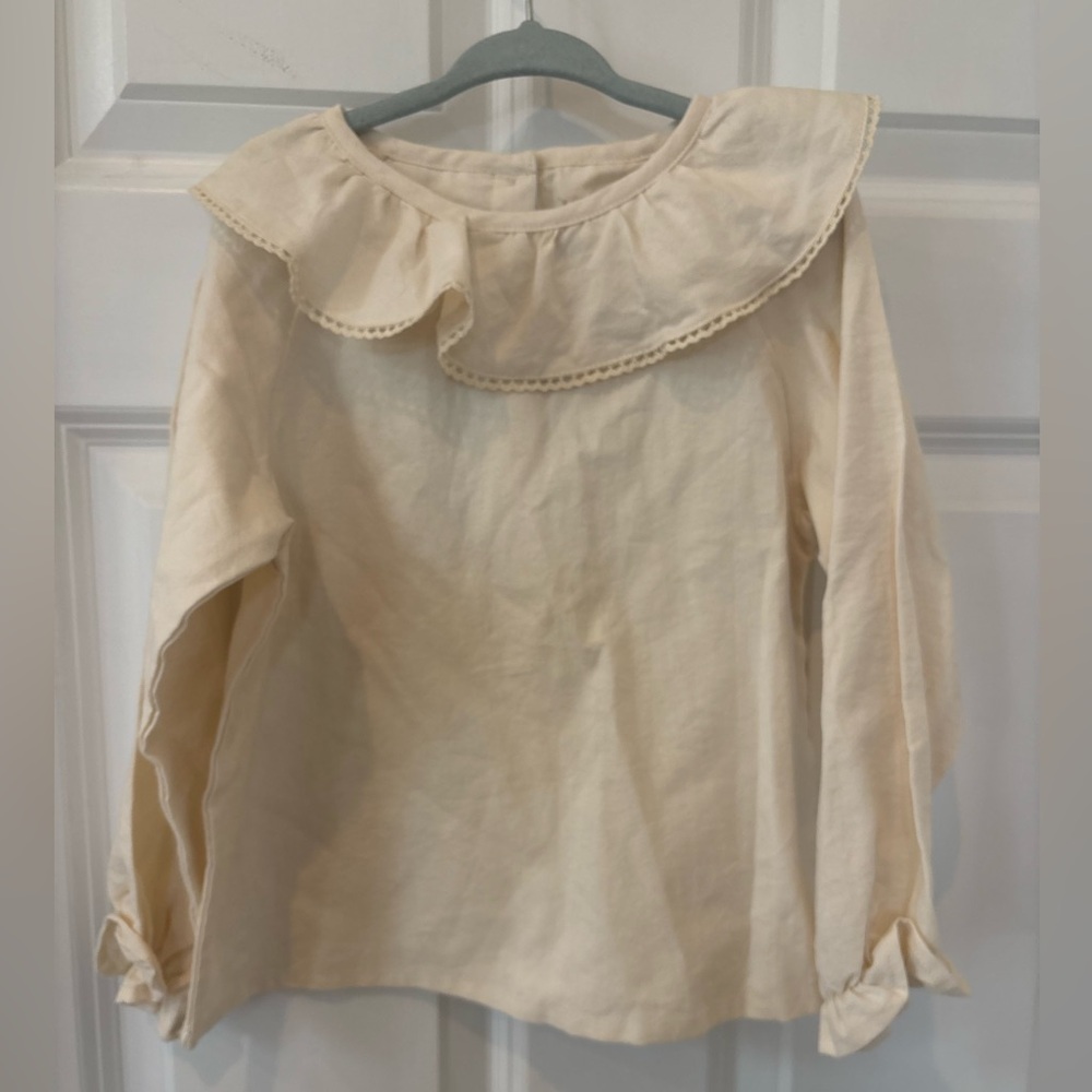 Wheat eggshell Elin cotton long sleeve blouse Shirt 3 years